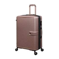IT Luggage Helixian - 3pc Set (Metallic Rose Gold) -Travel Storage Store 32898 UK16 2842 08MetallicrosegoldS397SSFrontpanel25in