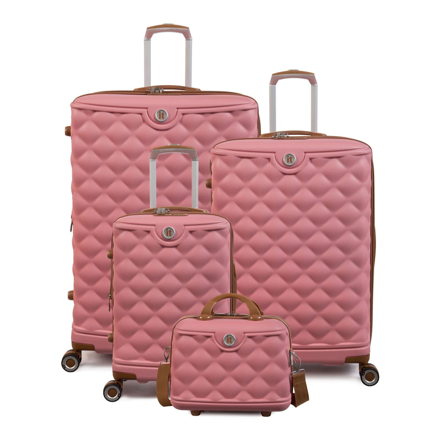 Indulging - 4pc Set (Flamingo Pink) IT Luggage Indulging - 4pc Set (Flamingo Pink) -Travel Storage Store 32964 UK16 3039 08 16 3039 15FlamingoPinkSSFrontpanelset3