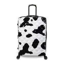 IT Luggage Indulging - 4pc Set (Moo Cow Print) -Travel Storage Store 33198 UK16 3039A08Moocowblack whiterepeatprintSSFrontpaneldirectly25in