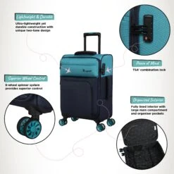 IT Luggage Duo-Tone - Cabin (Capri Breeze / Dress Blues) -Travel Storage Store Duo Tone Cabin Capri Infographic