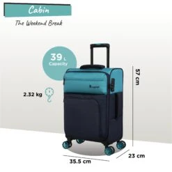 IT Luggage Duo-Tone - Cabin (Capri Breeze / Dress Blues) -Travel Storage Store Duo Tone Cabin Capri dims weights