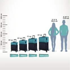 IT Luggage Duo-Tone - Cabin (Capri Breeze / Dress Blues) -Travel Storage Store Duo Tone Capri Relative Size