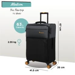 Duo-Tone - Medium (Pewter & Black) -Travel Storage Store Duo Tone Med Black dims weights