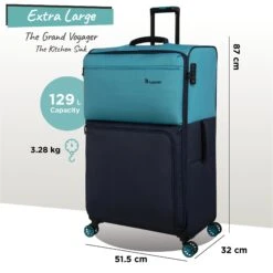 Duo-Tone - Extra Large (Capri Breeze / Dress Blues) -Travel Storage Store Duo Tone XLarge Capri dims weights