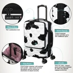 IT Luggage Indulging II - Cabin With Pocket (Moo Cow Print) -Travel Storage Store Indulging Moo Cabin Pocket Infographic