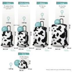IT Luggage Indulging - Vanity Case (Moo Cow Print) -Travel Storage Store Indulging Moo full set dims weights