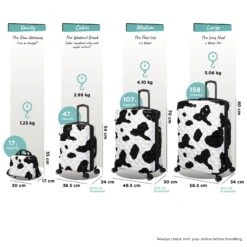 IT Luggage Indulging - 4pc Set (Moo Cow Print) -Travel Storage Store Indulging Moo set dims weights d090c1aa 3a53 495a b76b fcaaf108c911