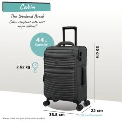 IT Luggage Precursor - Cabin (Charcoal) -Travel Storage Store Precursor Cabin Charcoal dims weights