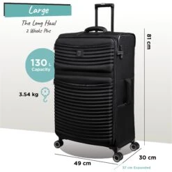 IT Luggage Precursor - Large (Black) -Travel Storage Store Precursor Large black dims weights