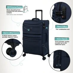 IT Luggage Precursor - Medium Plus (Dress Blues) -Travel Storage Store Precursor Med Blue Infographic