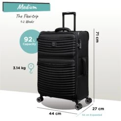 IT Luggage Precursor - Medium Plus (Black) -Travel Storage Store Precursor Med black dims weights