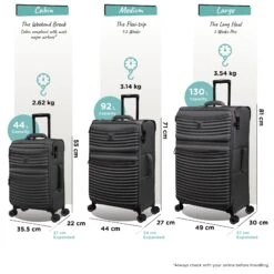 IT Luggage Precursor - Cabin (Charcoal) -Travel Storage Store Precursor set Charcoal dims weights