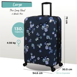 IT Luggage Sheen - 2pc Set (Pansies Floral Blue Depths) -Travel Storage Store Sheen Pansies Large dims weights
