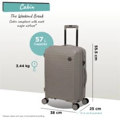 IT Luggage Spontaneous - Cabin (Feather Grey) 12 IT Luggage Spontaneous - Cabin (Feather Grey) -Travel Storage Store Spontaneous Cabin Feather dims weights