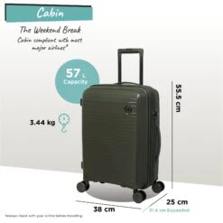 IT Luggage Spontaneous - Cabin (Olive Night) -Travel Storage Store Spontaneous Cabin olive dims weights