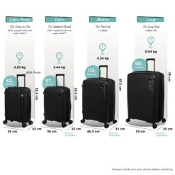 IT Luggage Spontaneous - Medium Plus (Black) -Travel Storage Store Spontaneous Full set blk dims weights d8aded08 44b6 4edb a00e bd2703994b47