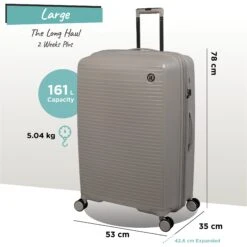 IT Luggage Spontaneous - Large (Feather Grey) -Travel Storage Store Spontaneous Large Feather dims weights