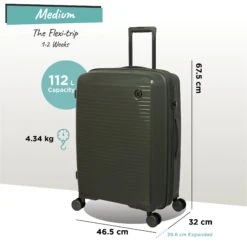 IT Luggage Spontaneous - Medium Plus (Olive Night) 10 IT Luggage Spontaneous - Medium Plus (Olive Night) -Travel Storage Store Spontaneous Med olive dims weights