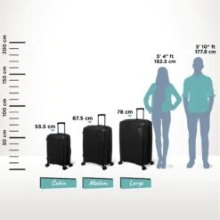IT Luggage Spontaneous - 3pc Set (Black) -Travel Storage Store Spontaneous Set Blk Relative Size