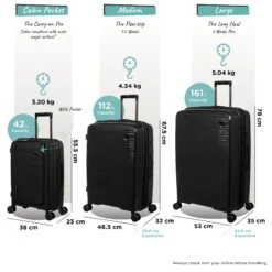 IT Luggage Spontaneous II - Cabin With Pocket (Black) -Travel Storage Store Spontaneous Set Pocket blk dims weights 18218710 f533 4863 86e4 194a441ad9ce