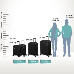 IT Luggage Spontaneous - Medium Plus (Black) -Travel Storage Store Spontaneous full set Blk Relative Size 369fbefe bd04 485d b85c b9685905a94d