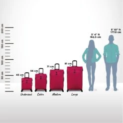 IT Luggage Trinary - 4pc Set (Viva Magenta) -Travel Storage Store Trinary Relative Size Viva Magenta