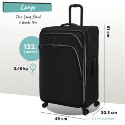IT Luggage Trinary - Large (Black) -Travel Storage Store Trinary large black dims weights