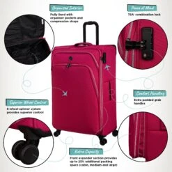 IT Luggage Trinary - 4pc Set (Viva Magenta) -Travel Storage Store Website Infographic Trinary Large Magenta